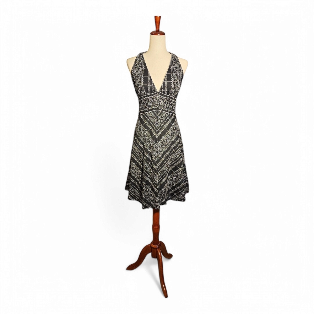 Elegant White House Black Market Halter Dress, Open Back, Size 4